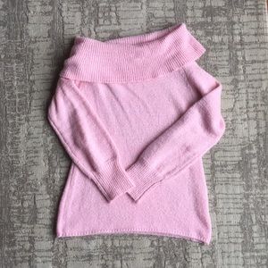 Francesca’s light pink off the shoulder sweater